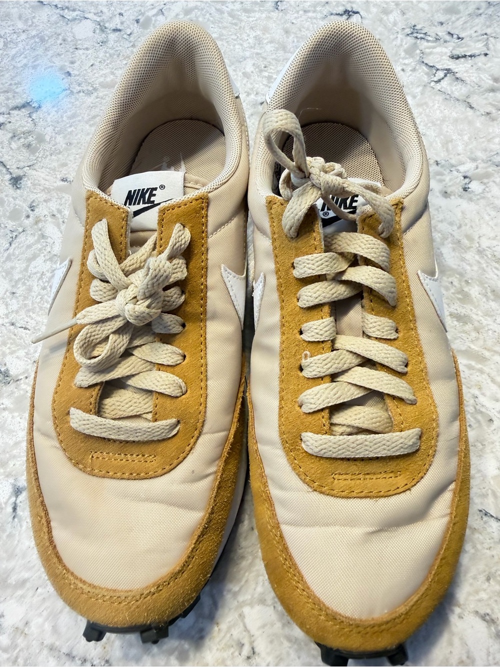 Nike Waffle Racer Sneakers Cream & Golden Brown Size 6.5